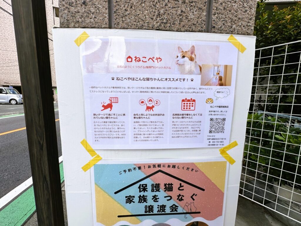 猫専門の個室ペットホテル『 ねこべや福岡城南店 』が、９月にオープンしていました。